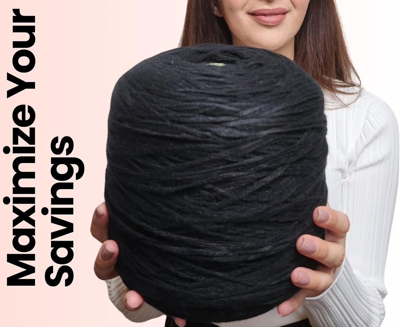 Bulk Acrylic Yarn for Tufting - Super Soft - Worsted Weight Size 4, 800g - 8 Ply Designed for Tufting Rugs (Black)