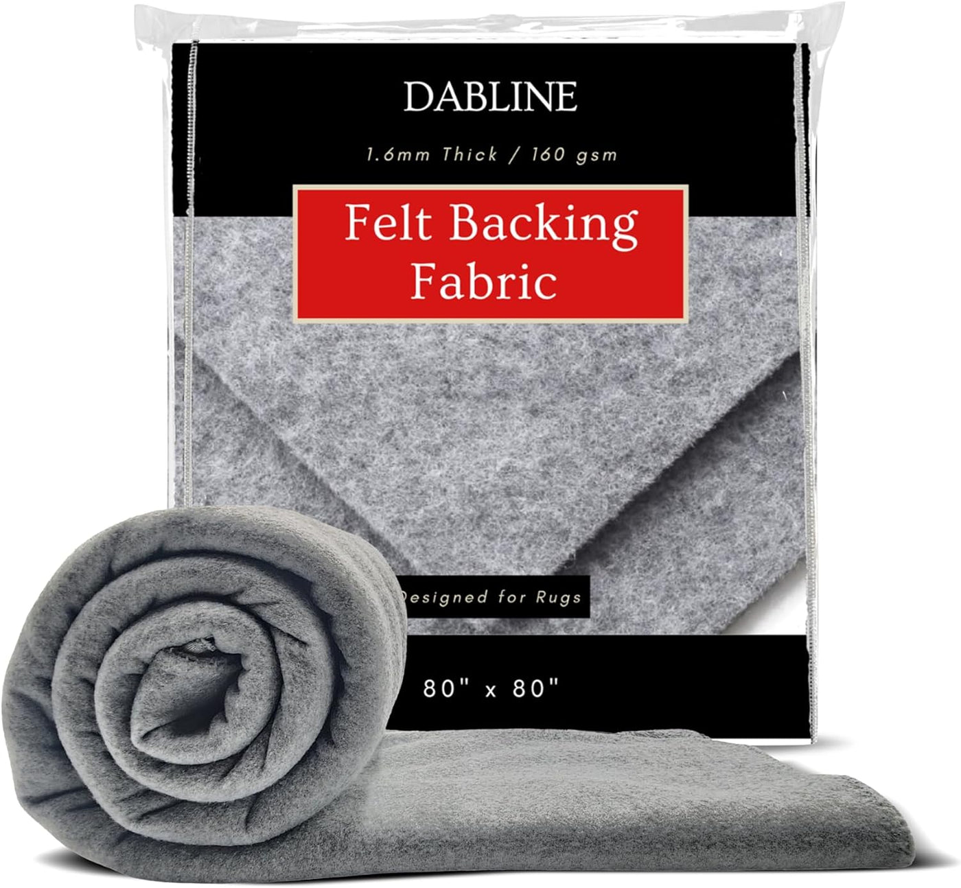 80" x 80" Acrylic Felt Fabric for Tufting and Rug Making - 1.6mm Gray Thick Craft Felt Sheet 6.6x6.6 ft