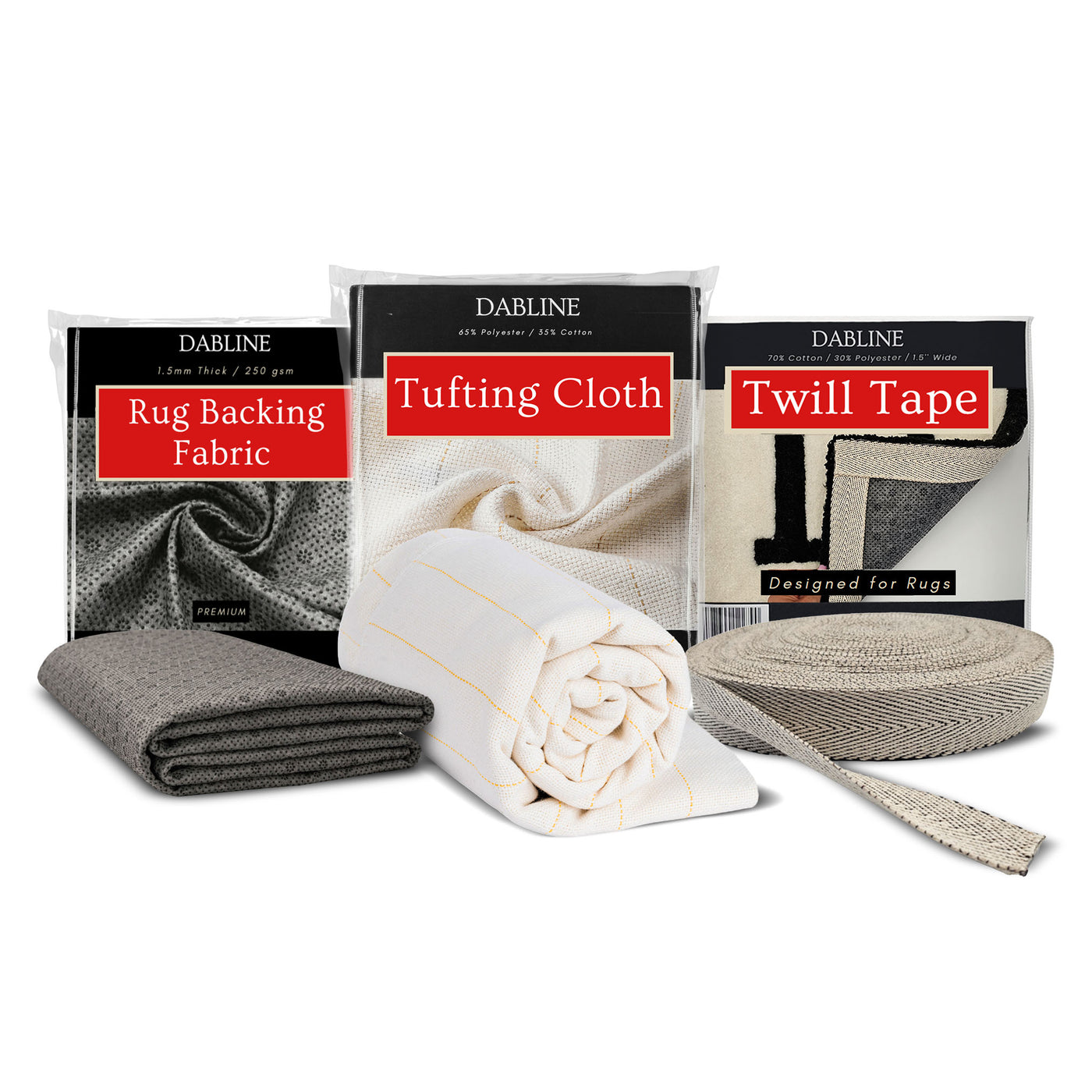 Bundle - Tufting Cloth,  Backing Fabric, and Twill Tape