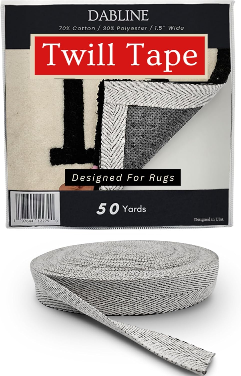 50 Yards Twill Tape for Rug Tufting - 1.5
