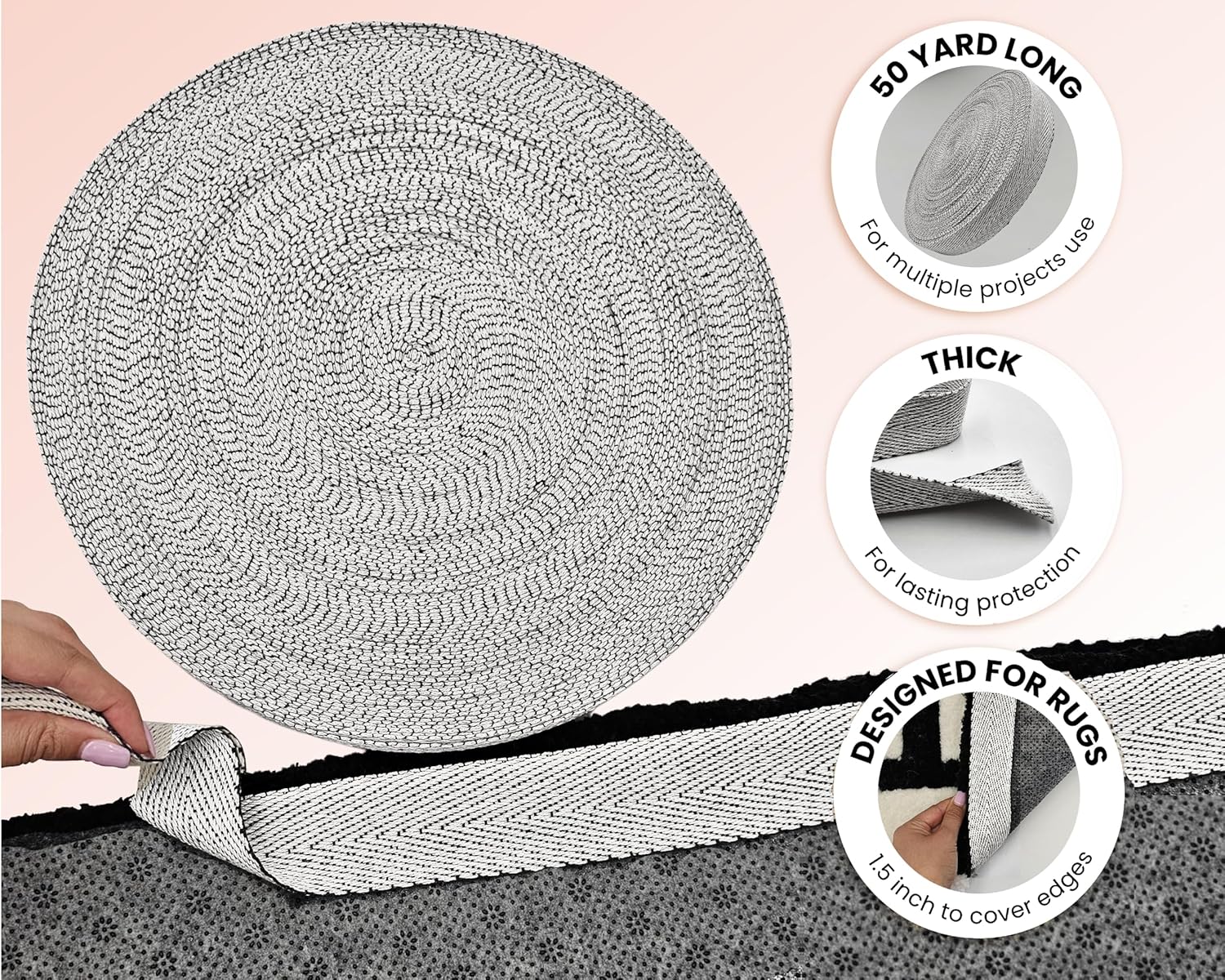 50 Yards Twill Tape for Rug Tufting - 1.5