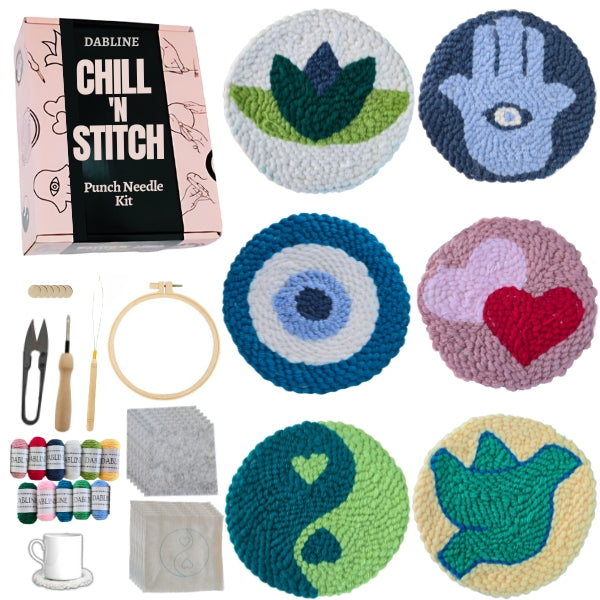 Stress Relief Punch Needle Starter Kit for Beginners and Adults - Chill N Stitch